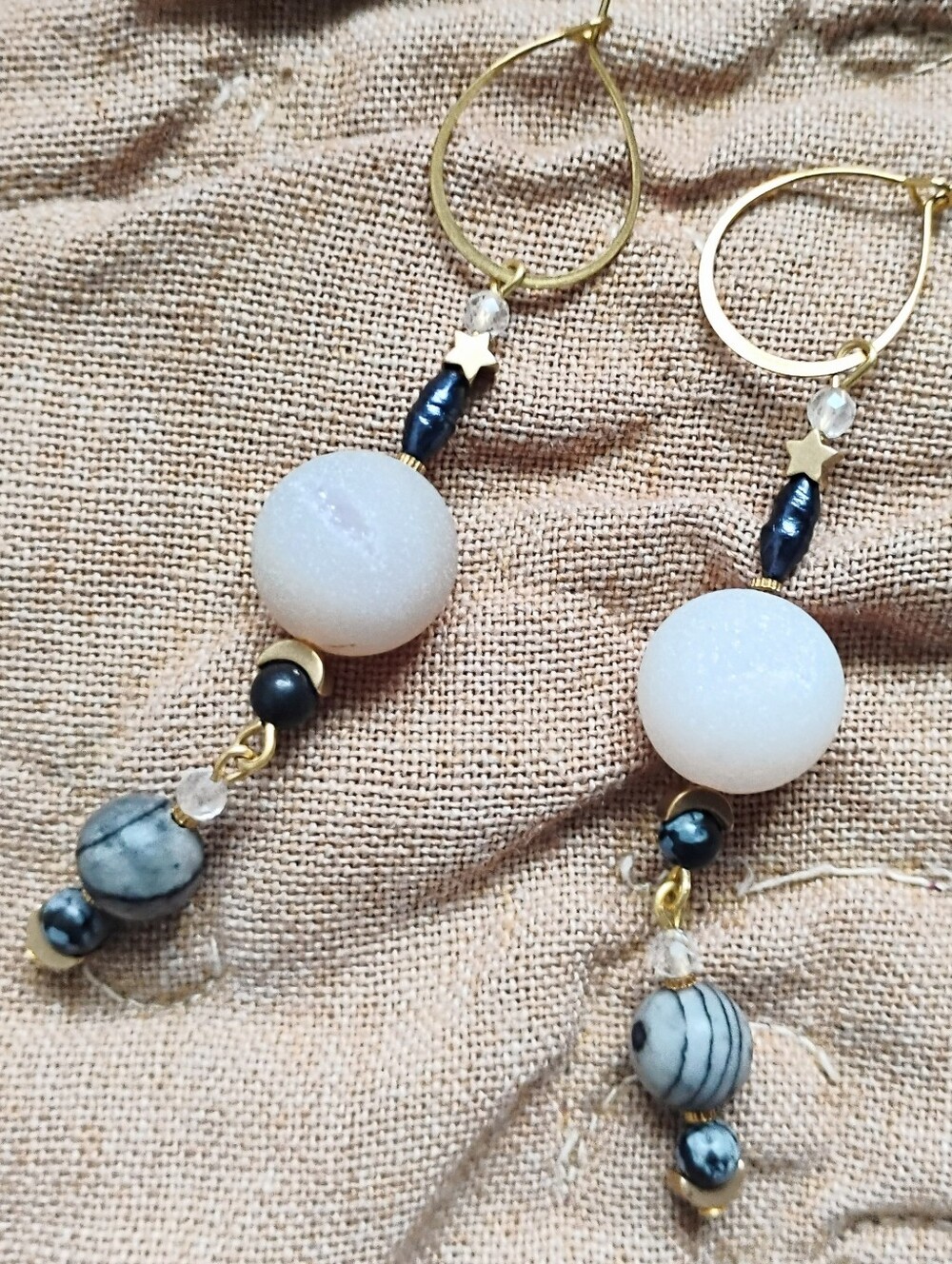 'Darkness and Light' Stone Celestial Earrings
